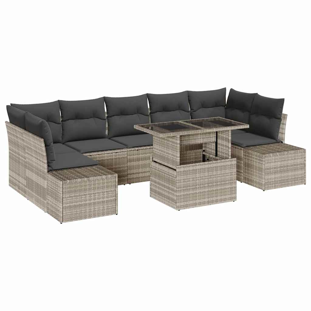 Garten-Sofa-Set 8 pcs Hellgrau und Dunkelgrau 100 x 55 x 73 cm